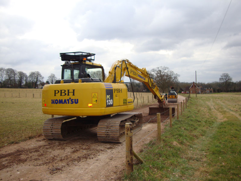 Construction of access road for a farm